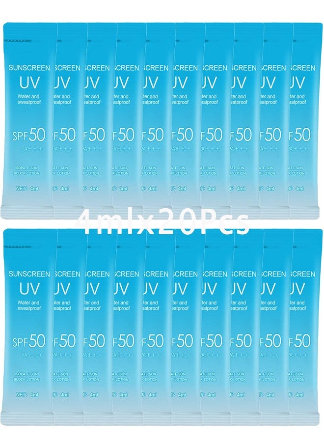 DuaTana 20 Pack Sunscreen SPF50+PA+++ (4ml Each),Moisturizing Travel Size Sunscreen Bulk Christmas Gift Lightweight &Portable,Face&Body Waterproof Mini Suncreens Lotion Women Travel Outdoor Daily Use-A - Image 1